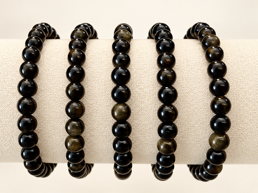 Gold Sheen Obsidian Crystal Bracelet - 6mm