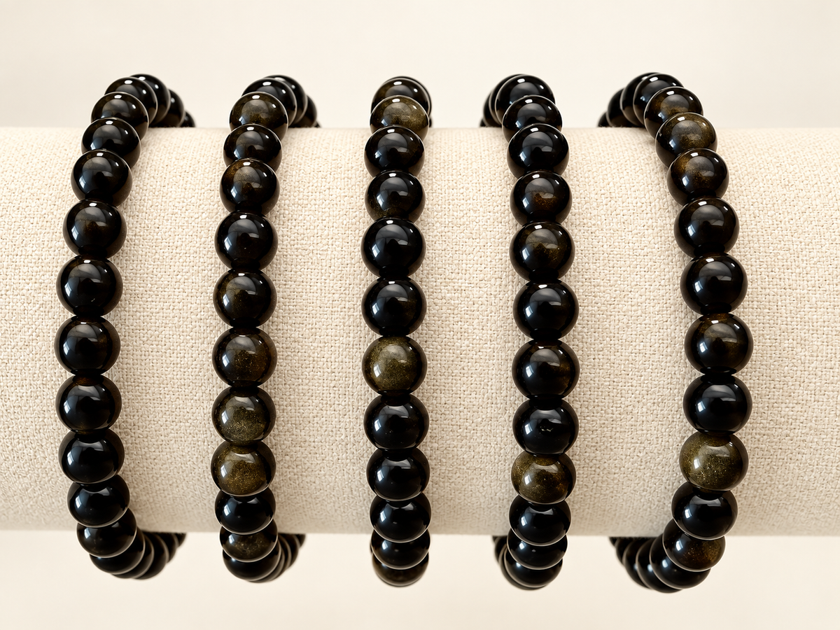 Gold Sheen Obsidian Crystal Bracelet - 6mm