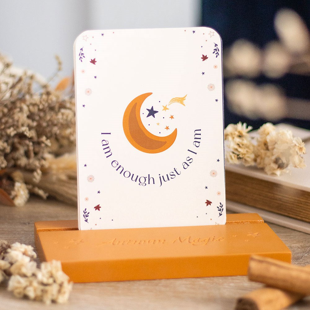 Autumn Magic Affirmation Cards with Wooden Stand.
