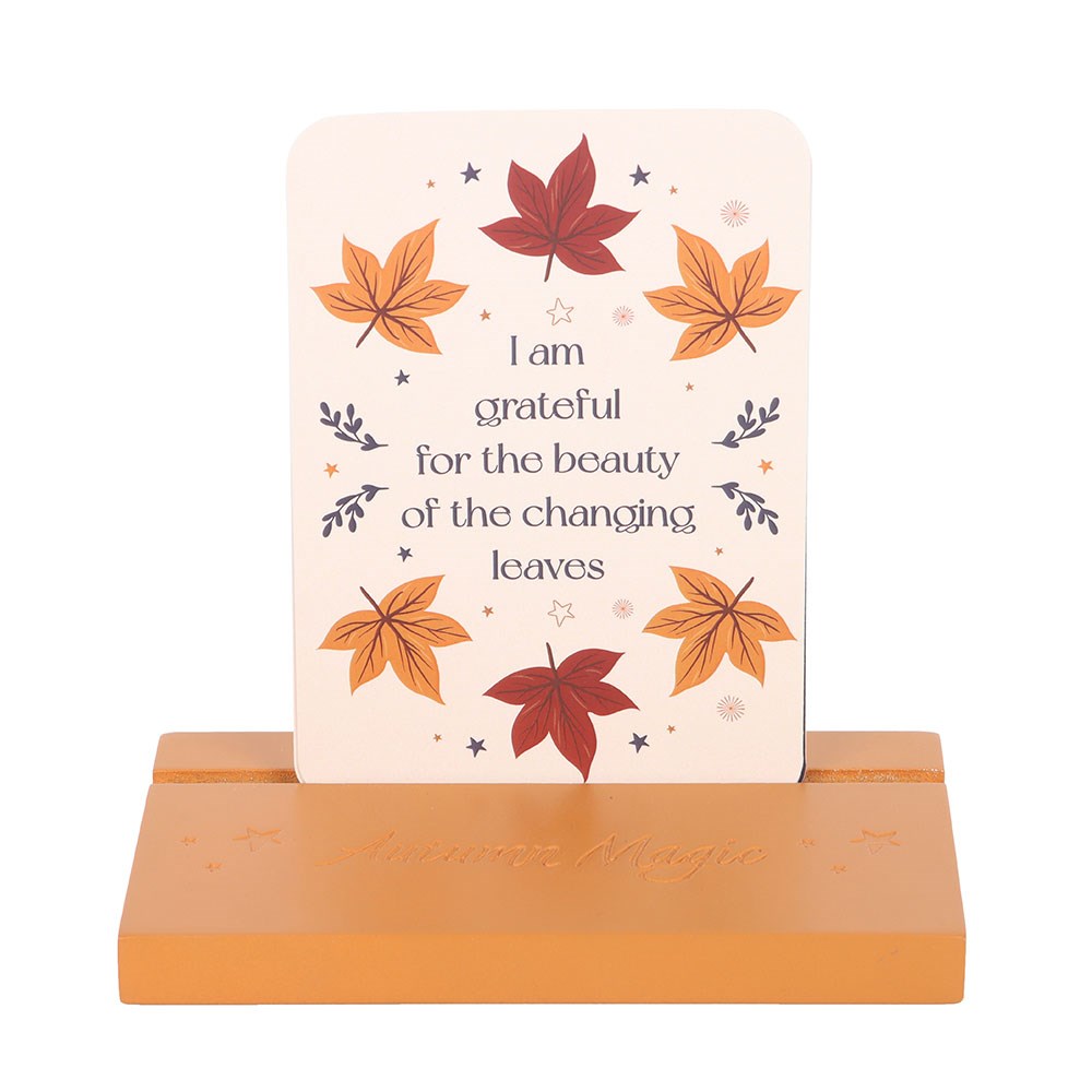 Autumn Magic Affirmation Cards with Wooden Stand.