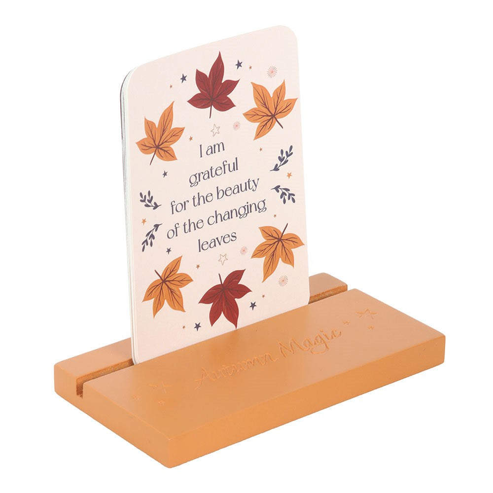 Autumn Magic Affirmation Cards with Wooden Stand.