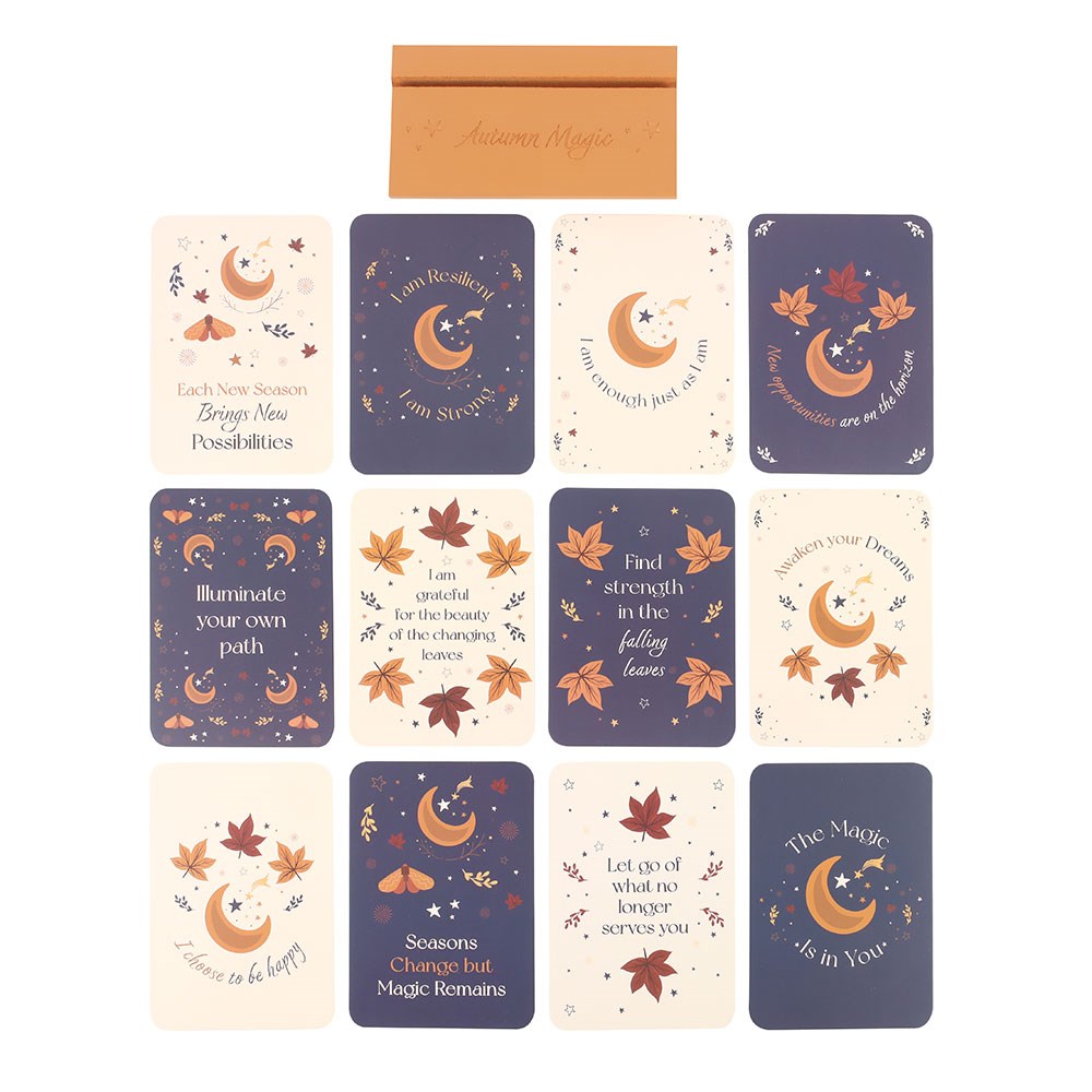 Autumn Magic Affirmation Cards with Wooden Stand.