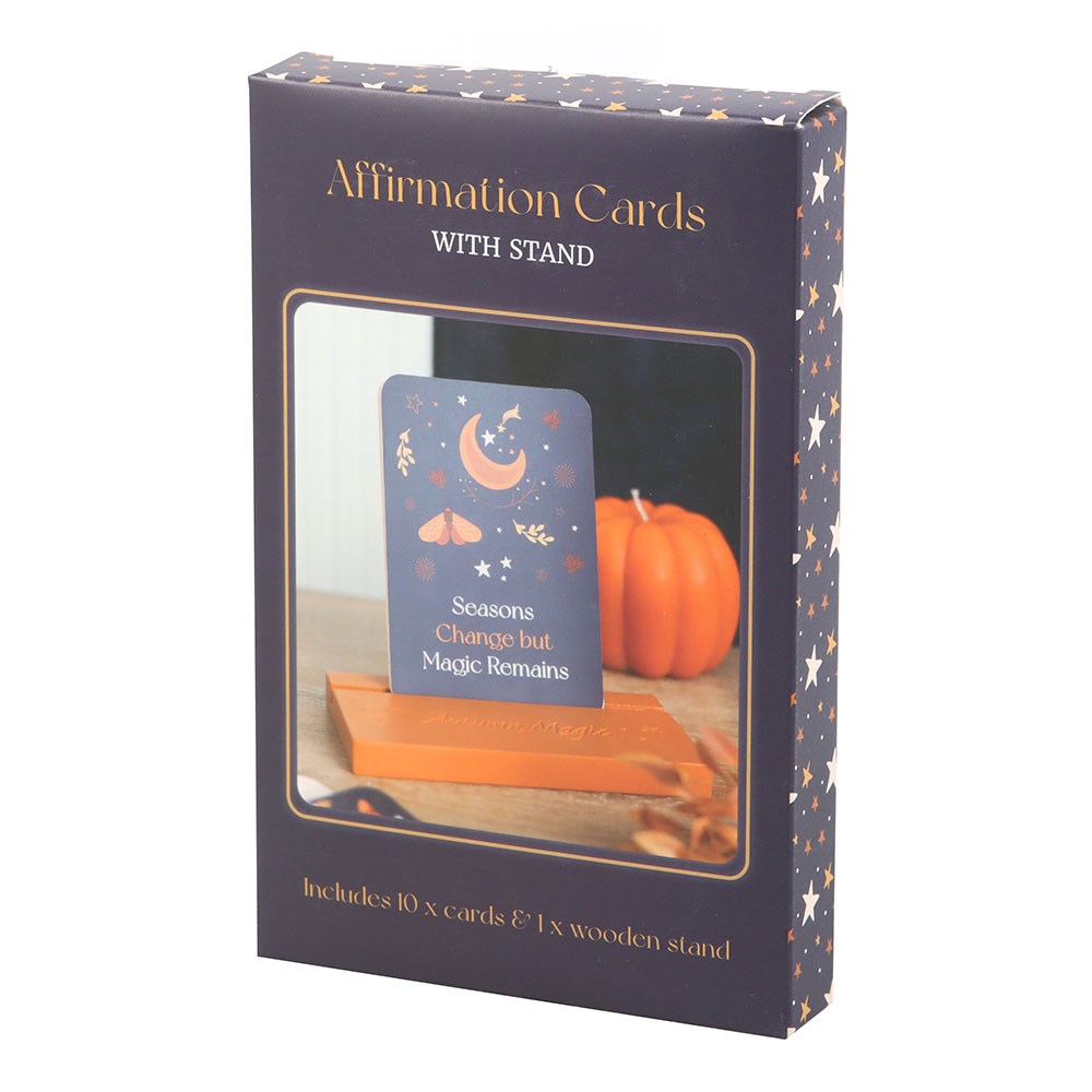 Autumn Magic Affirmation Cards with Wooden Stand.