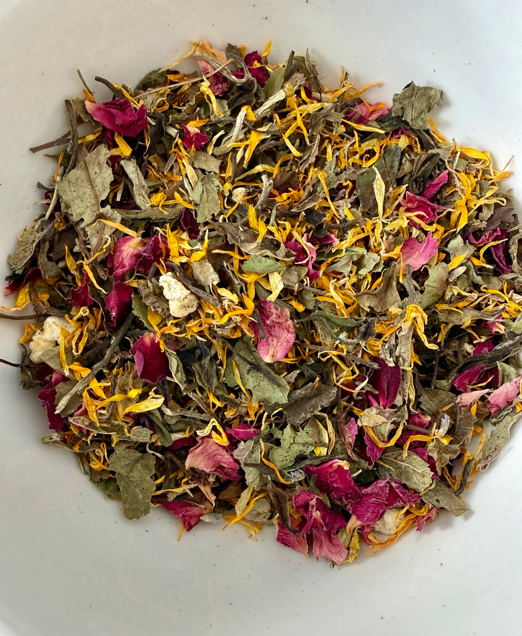 Close-up of Winter Moon Goddess loose leaf tea blend