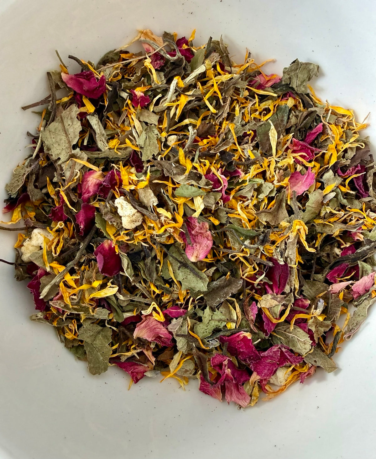 Close-up of Winter Moon Goddess loose leaf tea blend