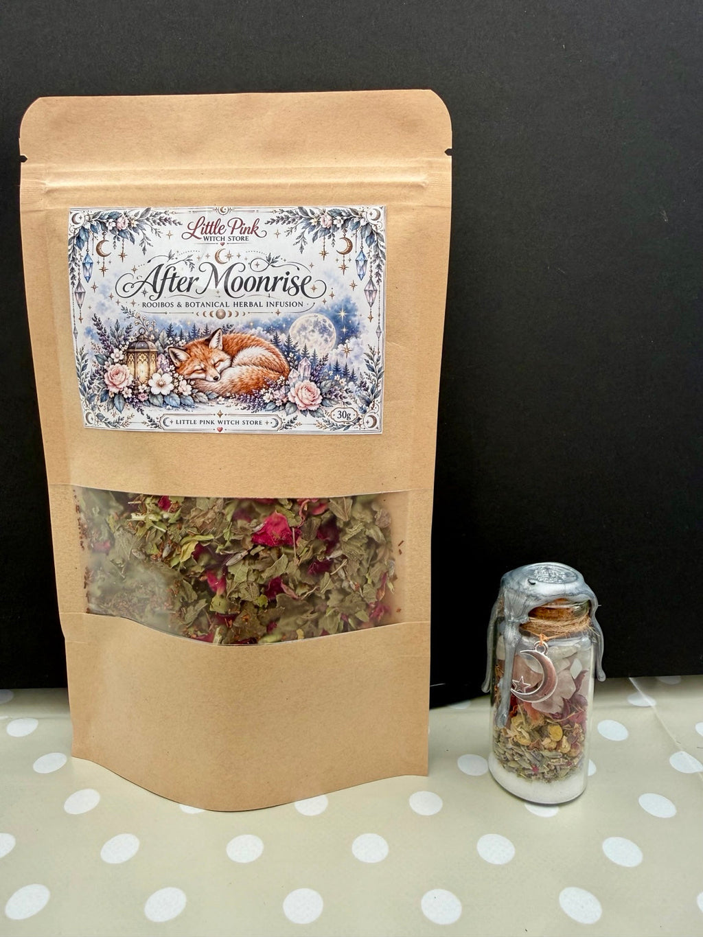 After Moonrise tea and Whispers of Moonlight spell jar