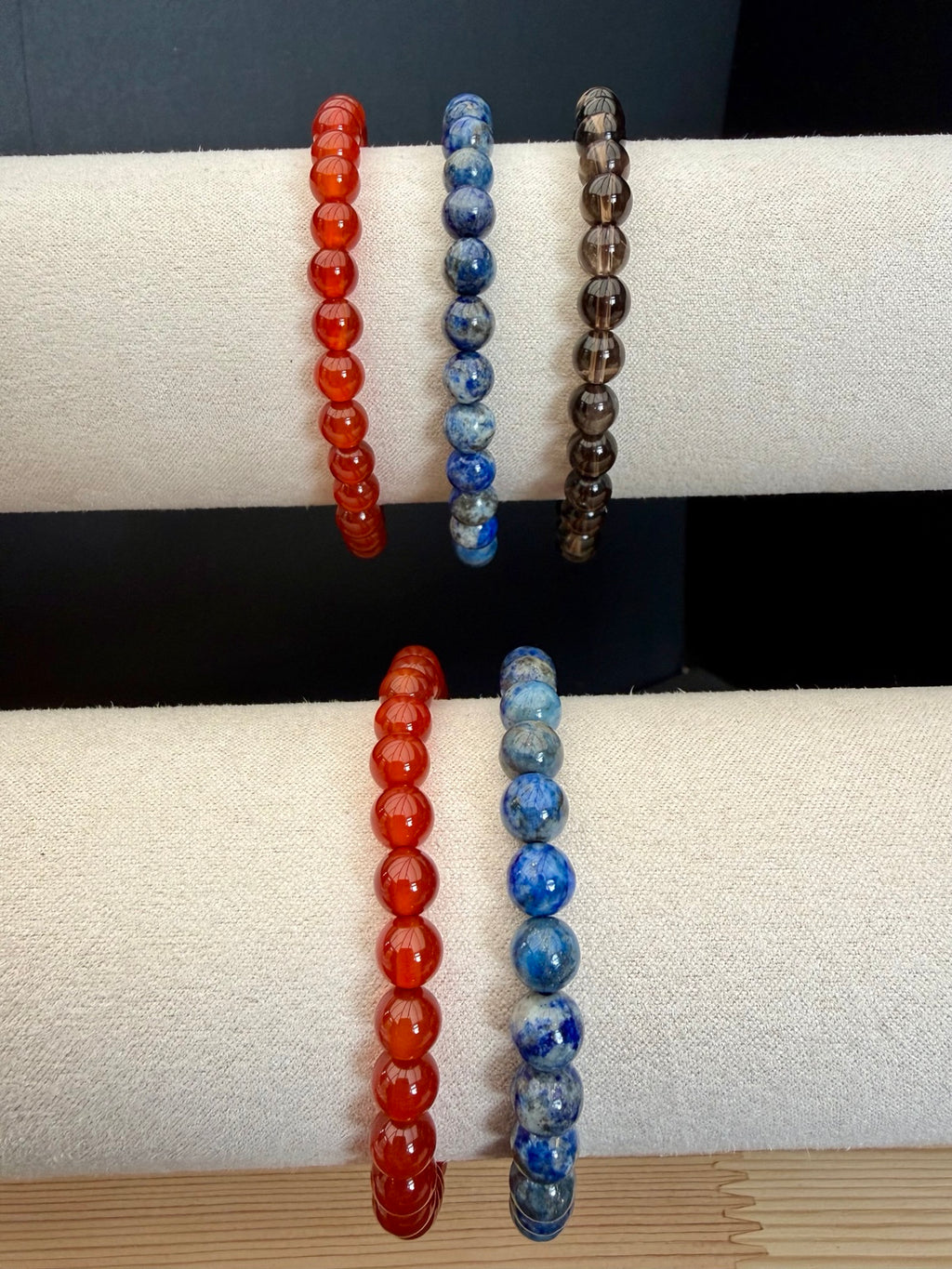 A Little Bit Braver gemstone bracelets close-up