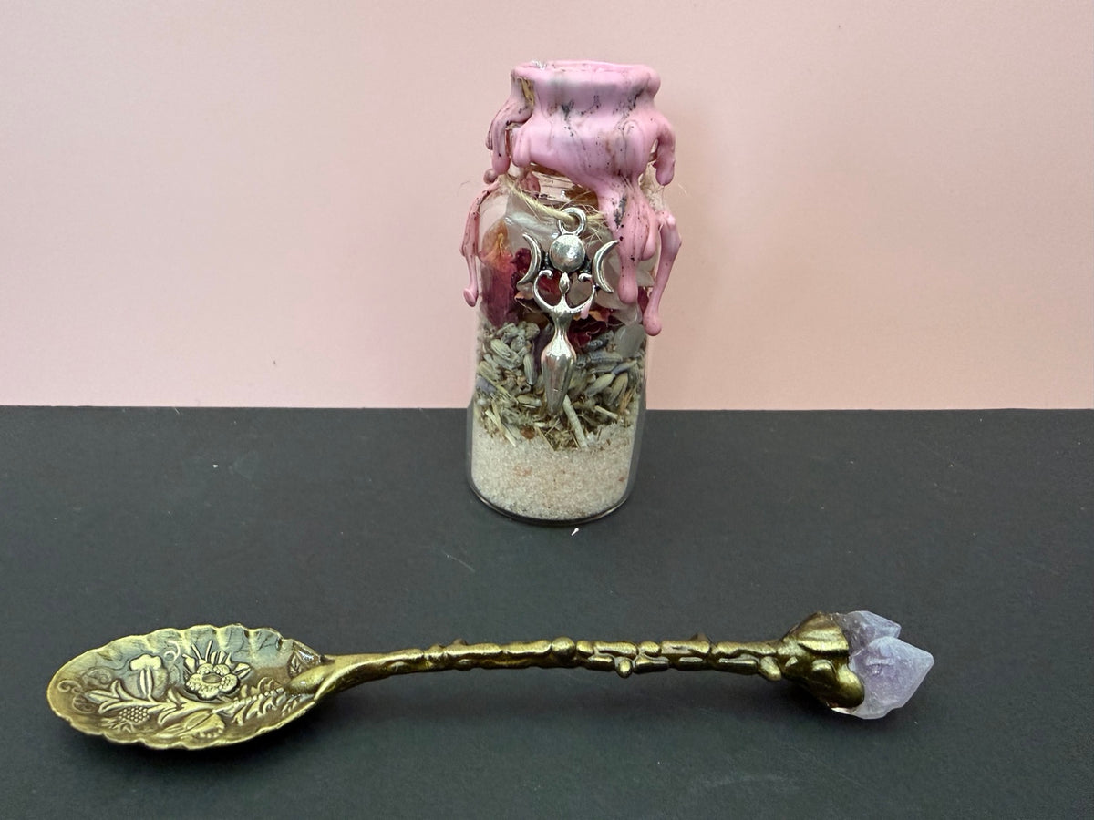 Amethyst potion spoon with Divine Feminine spell jar, sold separately
