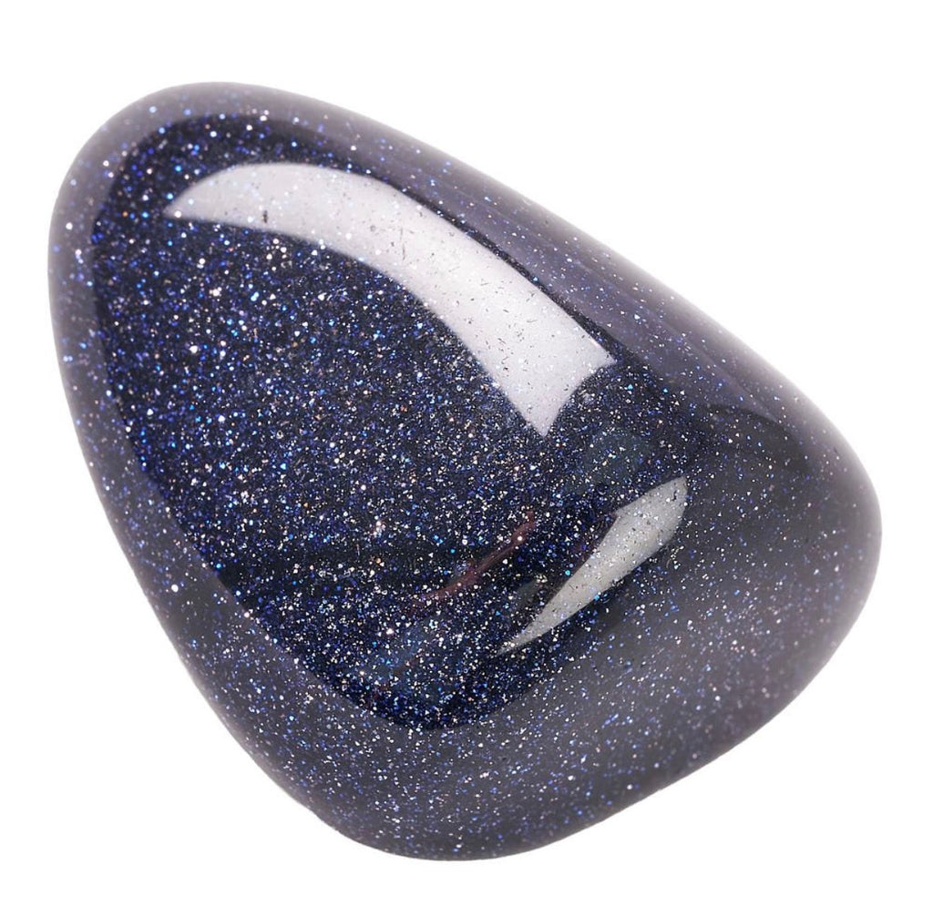 Blue Goldstone tumblestone close-up