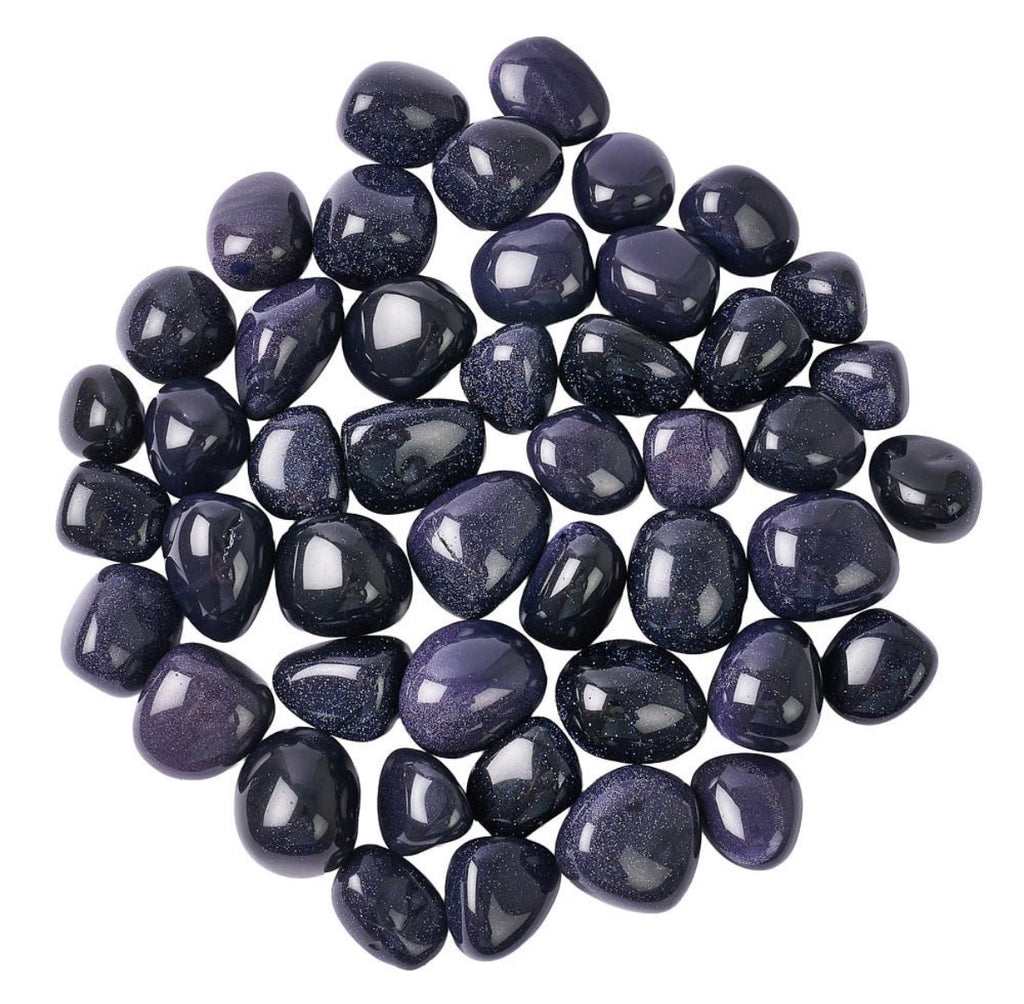 Blue Goldstone tumblestones – group view