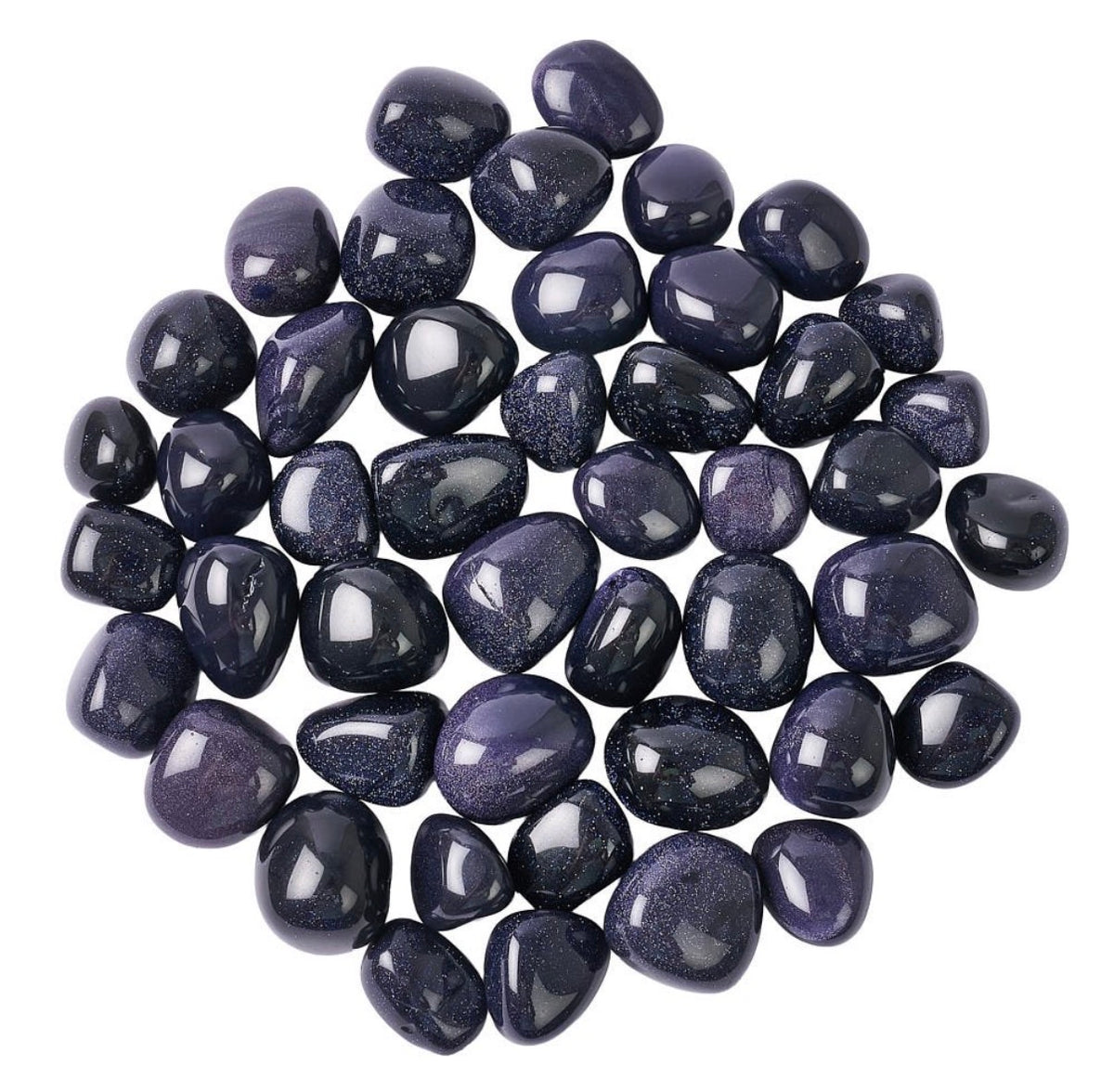 Blue Goldstone tumblestones – group view