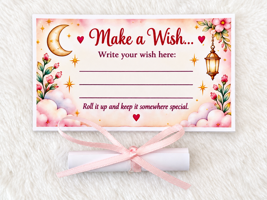Fairy Kisses wish writing card and little scroll