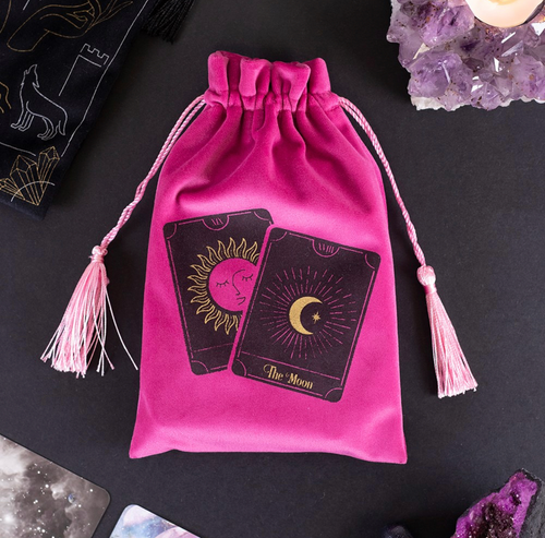 Pink Sun and Moon Tarot Card Drawstring Pouch