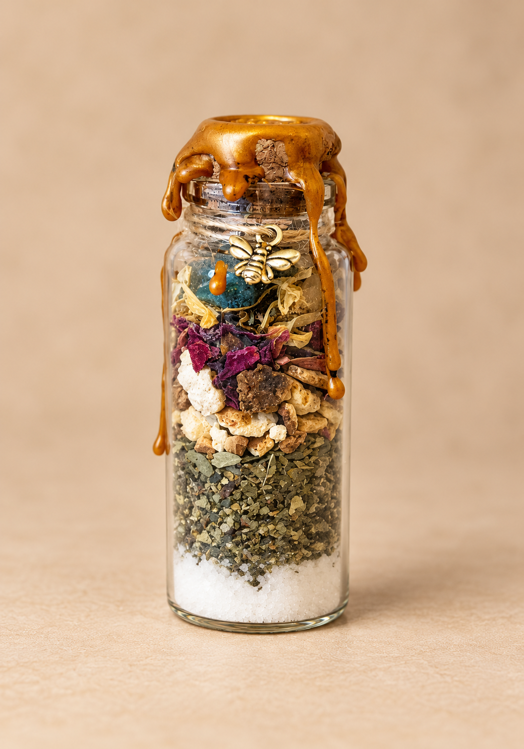 Abundance spell jar with gold wax