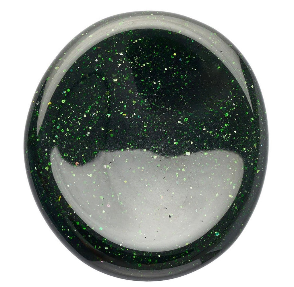 Green Goldstone worry stone close-up