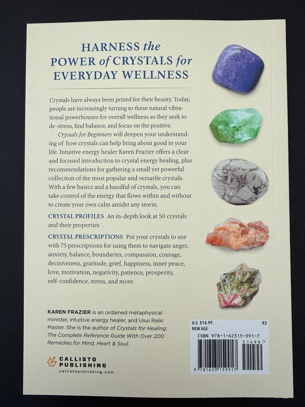 Back cover of Crystals for Beginners — Karen Frazier
