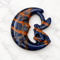 Sodalite carved fairy in crescent moon - approx 55mm radius