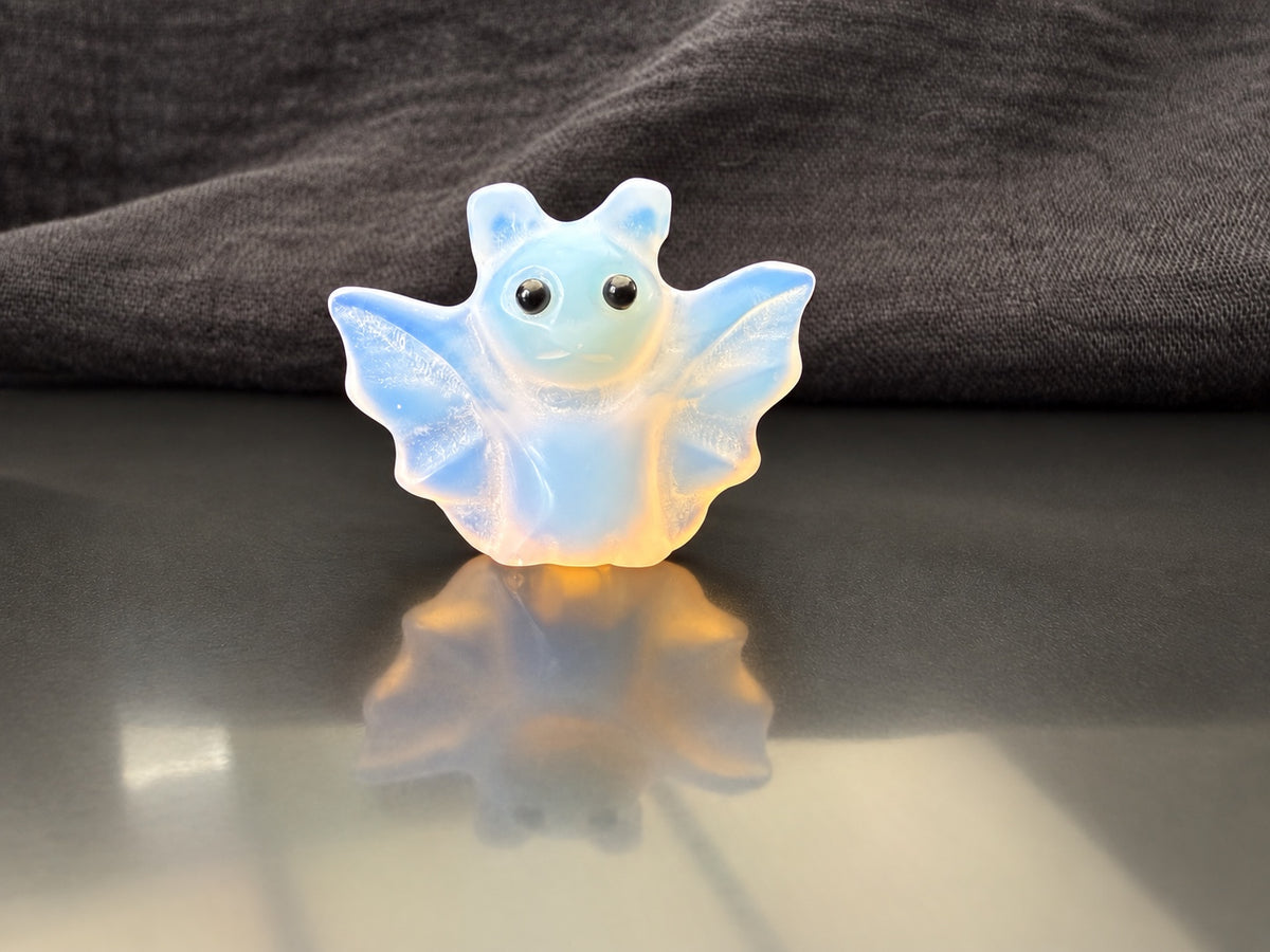 Mini Pink Opalite bat carving