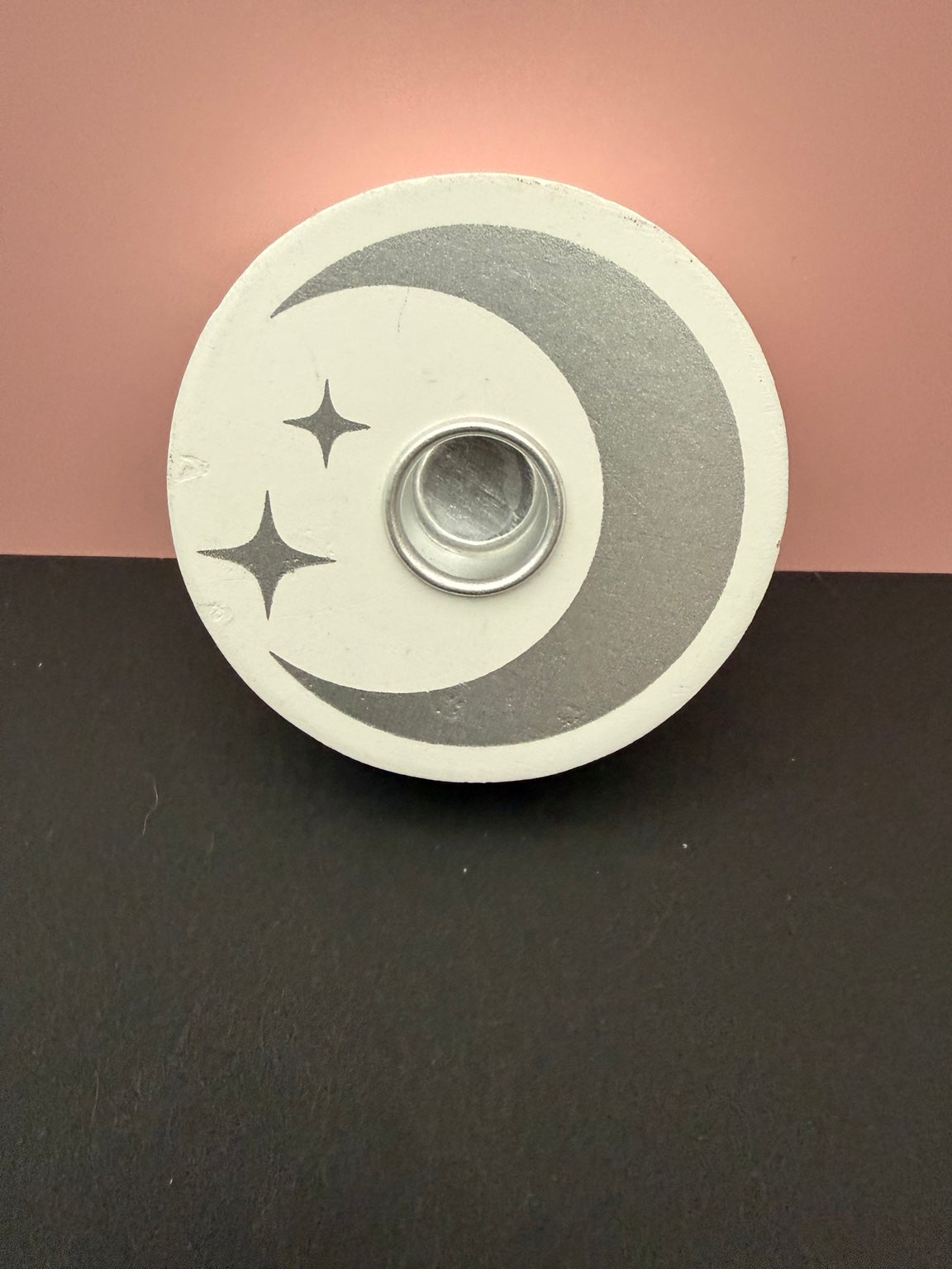 Mystical Moon Spell Candle Holder – Silver Moon & Stars