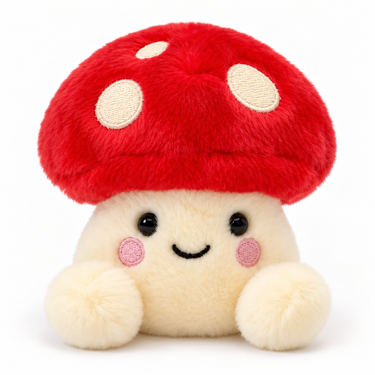 Aurora Palm Pals Amanita Mushroom plush on bright white background