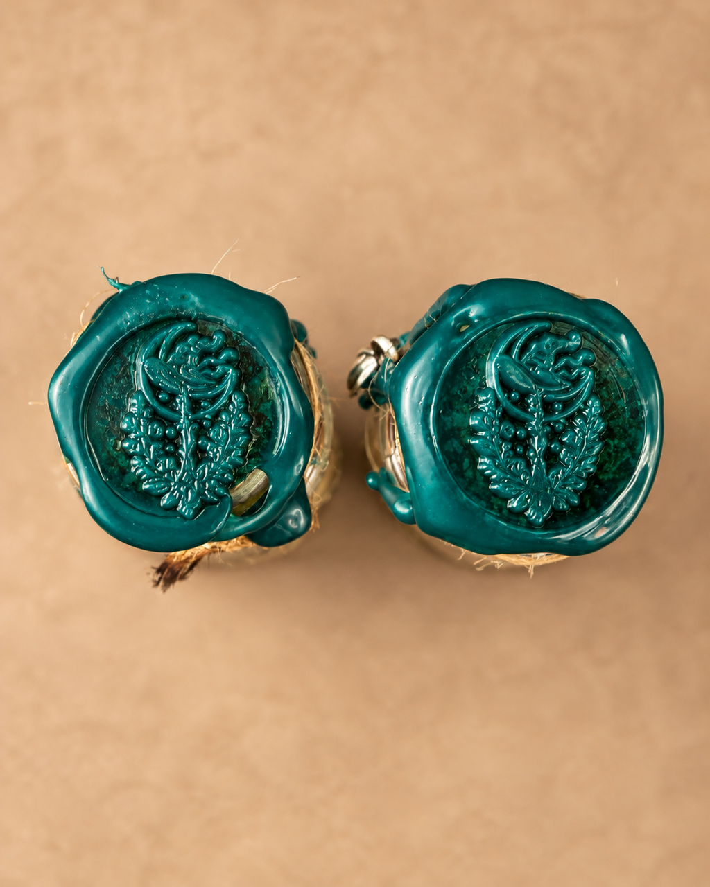 Hedge Witch embossed botanical wax seals viewed from above